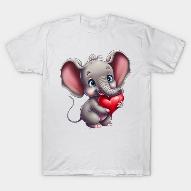 Baby elephant holding a heart T-Shirt by ai1art